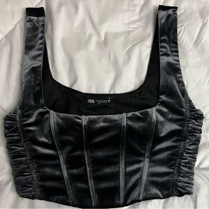 Zara velvet corset crop top